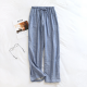 Japanese new spring and summer couples cotton double gauze men's and women's home pants plus size youth pants pajamas trousers